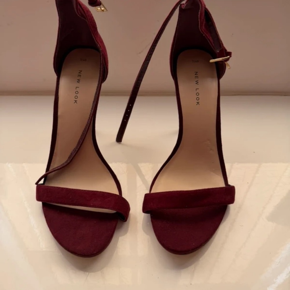 New Look Burgundy Ankle Strap Heels